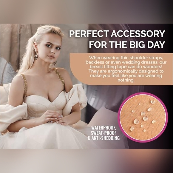 Classy Sassy Extra Wide Boob Tape for Plus Size 4 Inch Adhesive Breast Lift Tape - Picture 5 of 5